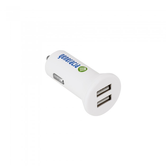 Car charger 4800mA with two USB ports white Generacja M