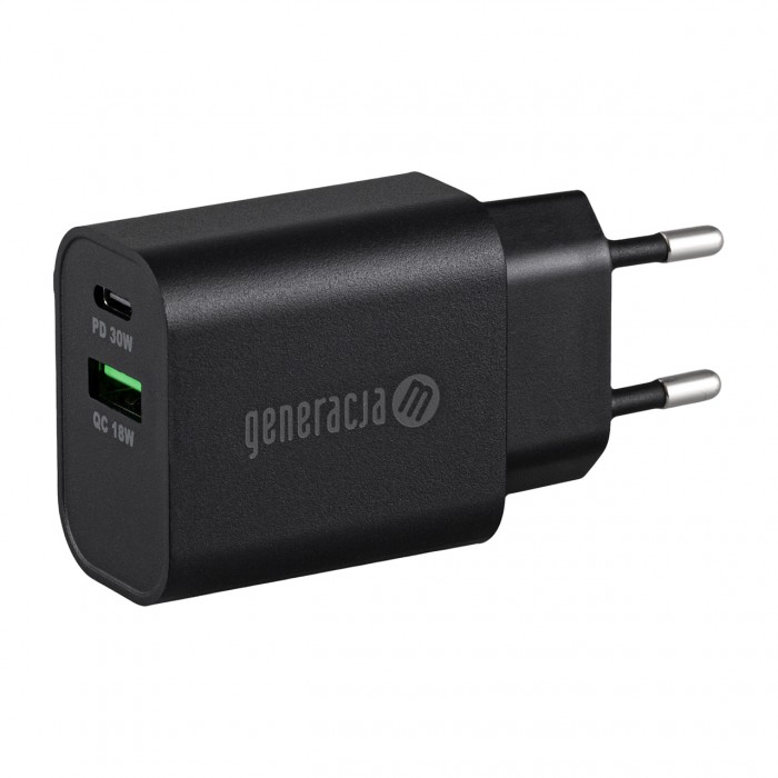 Ładowarka sieciowa 30W PD + QC (czarna)
