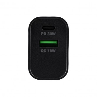Ładowarka sieciowa 30W PD + QC (czarna)