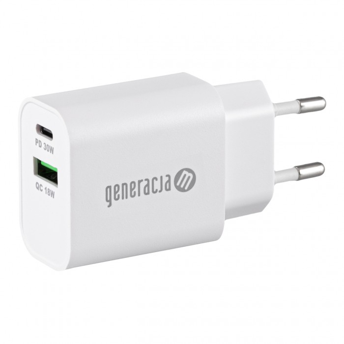 Ładowarka sieciowa 30W PD + QC (biała)