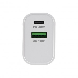 Ładowarka sieciowa 30W PD + QC (biała)