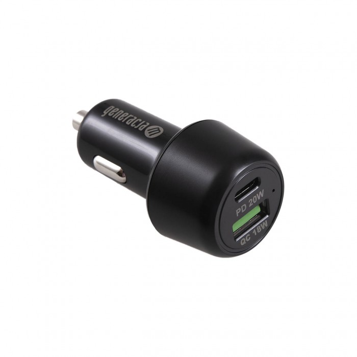 Ładowarka samochodowa 38W PD + USB A (czarna)